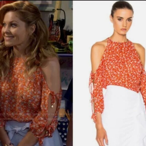 NWOT Veronica Beard Flynn Floral Silk Cold Shoulder Halter Neck Blouse XS $344 - Picture 13 of 13